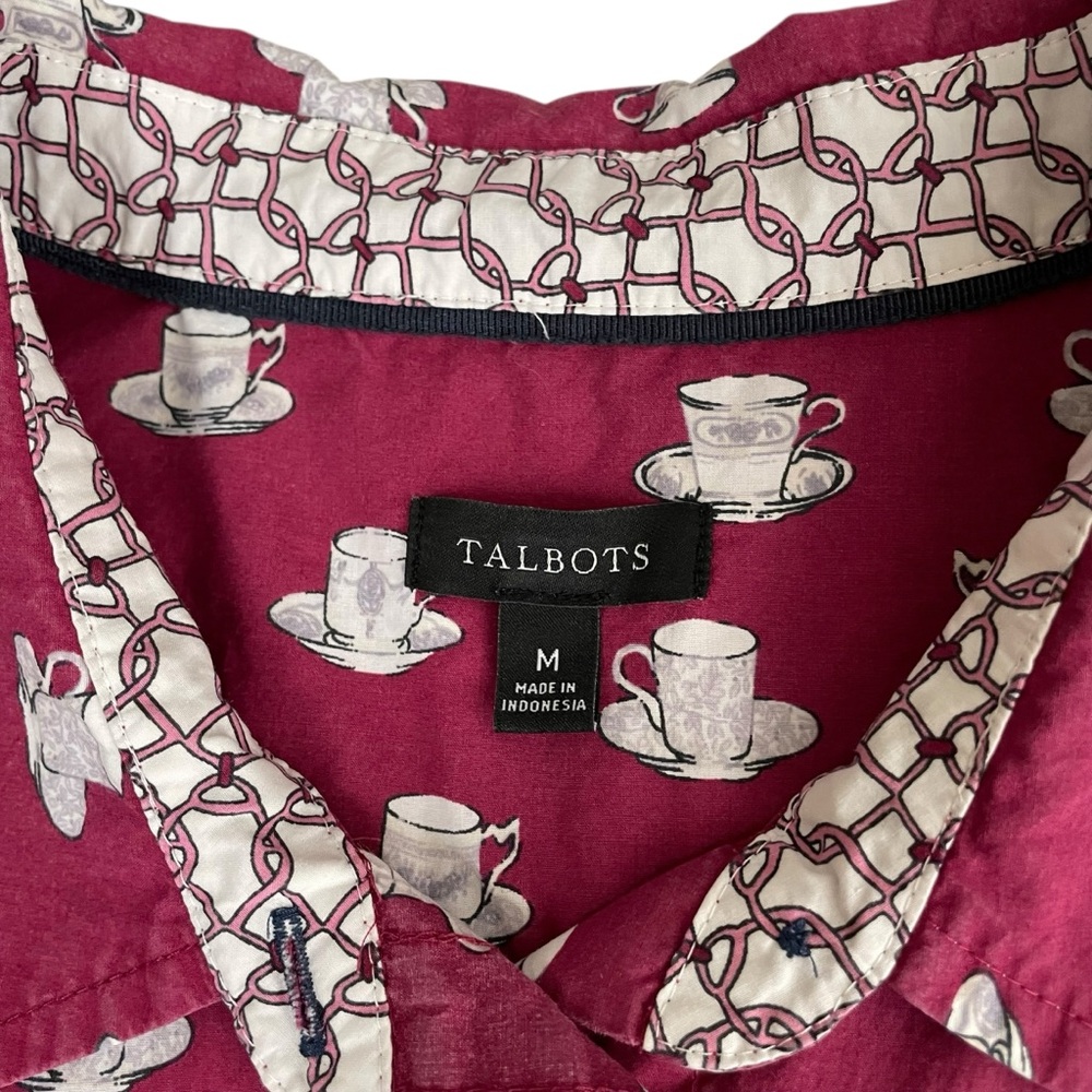 Talbots Burgundy Tea Time Button Front Shirt Tea … - image 7